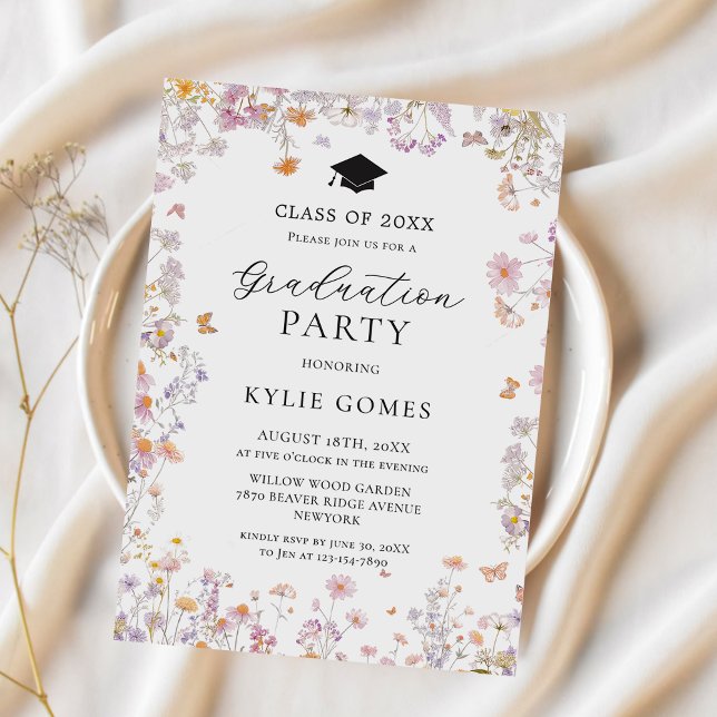 Wildflower Garden Graduation Party Invitation Inbjudningar (Skapare uppladdad)