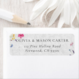 Wildflower Garden Ivory White Watercolor Wedding Returadress Etikett