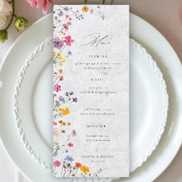 Wildflower Garden Modern Floral Ivory Chic Wedding Meny
