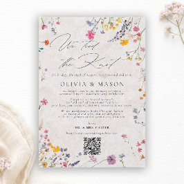Wildflower Garden Modern Pink Wedding Announcement Inbjudningar
