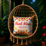 Wildflower Garden Plant Mom Throw Pillow Kudde<br><div class="desc">Brighten up any living space with this cheerful floral accent pillow. The design features a symmetrical border of vibrant sunflowers,  daisies,  and colorful wildflowers set against a clean white background. It makes a thoughtful and stylish gift for any gardening enthusiast or plant lover celebrating a special milestone.</div>