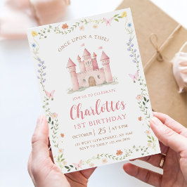 Wildflower Garden Princess Castle 1st Birthday Inbjudningar