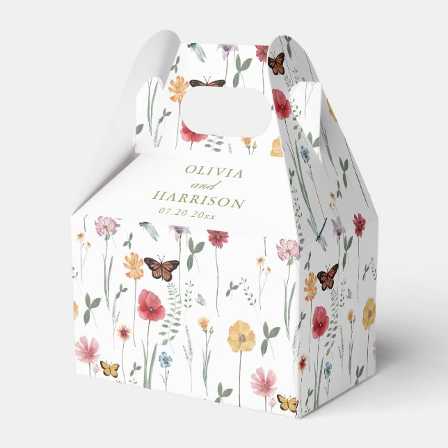 Wildflower Garden Wedding Favor Box Presentaskar (Baksidan Sidan)