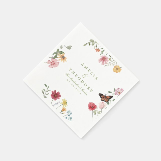 Wildflower Garden Wedding Napkins Pappersservett (Hörn)