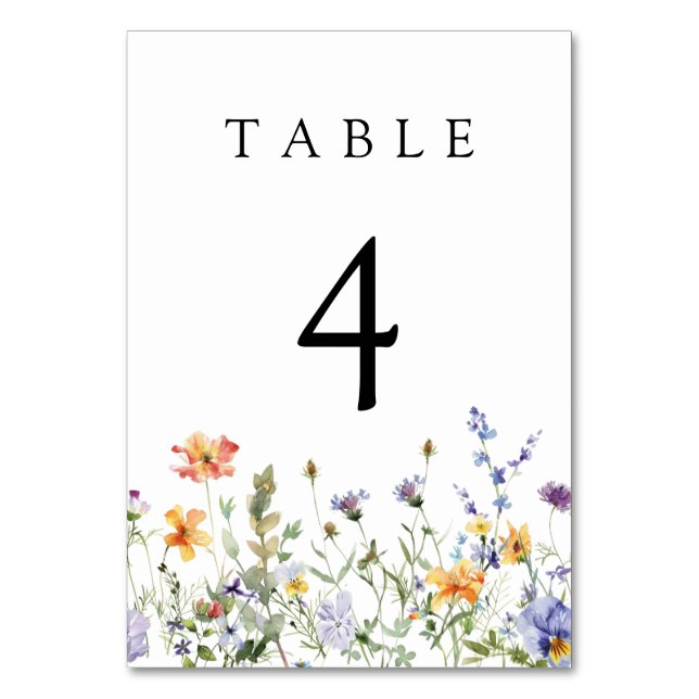 Wildflower Garden Wedding Table Number Bordsnummer (Framsidan)