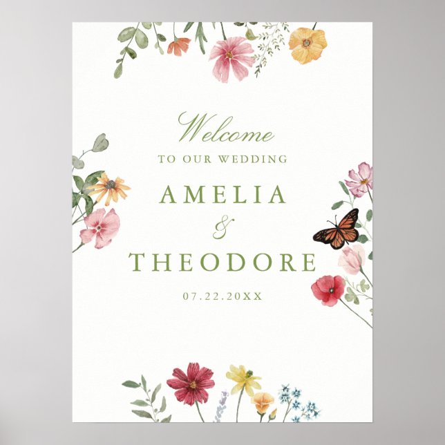 Wildflower Garden Wedding Welcome Poster (Framsidan)