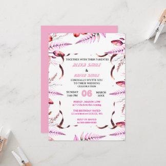 Wildflower Gatefold Wedding Invitation, Pretty Wed Inbjudningar