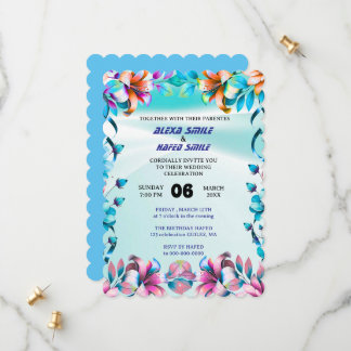 Wildflower Gatefold Wedding Invitation, Pretty Wed Spara Datumet