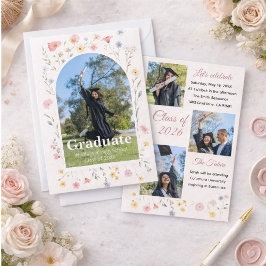 Wildflower graduation invitation inbjudningar