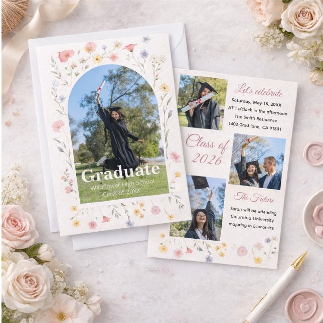 Wildflower graduation invitation inbjudningar (Skapare uppladdad)