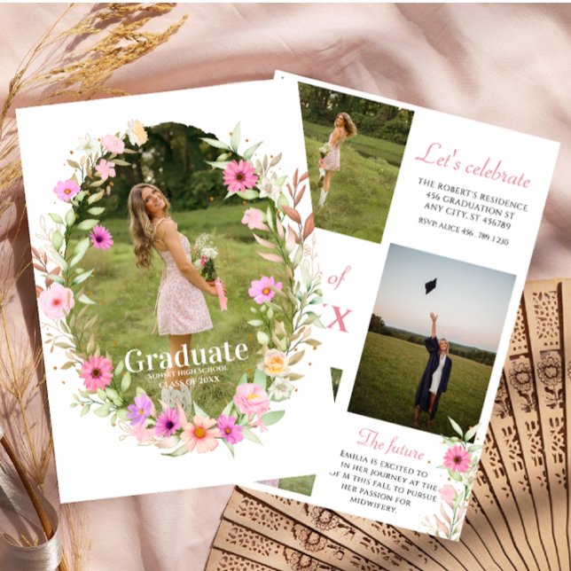 Wildflower Graduation Party photo Inbjudningar (Skapare uppladdad)