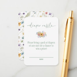 Wildflower Green Baby Shower Diaper Raffle Card Tilläggskort