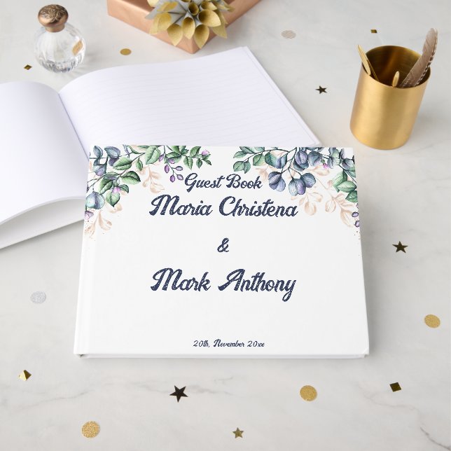 Wildflower Harmony Wedding Gästböcker (Framsida Öppen)