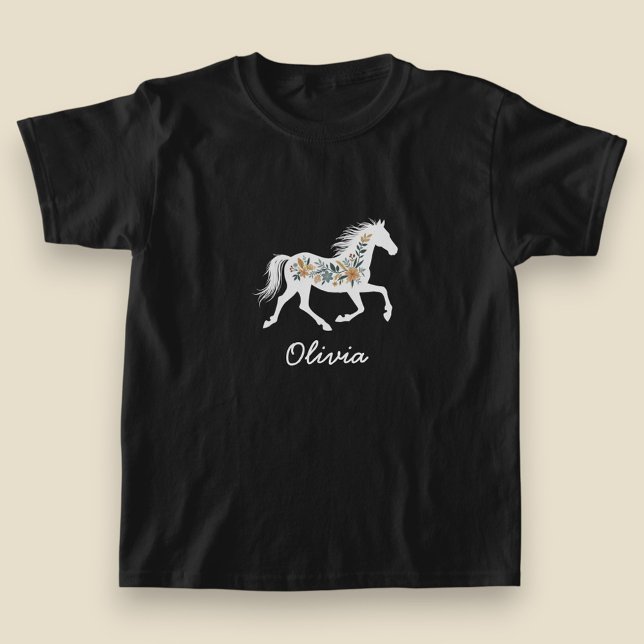 Wildflower Horse with Your Name Country Western T Shirt (Skapare uppladdad)