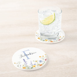 Wildflower Initial Drink Coaster Realtor Gift Underlägg