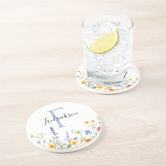 Wildflower Initial Drink Coaster Realtor Gift Underlägg (Sidan)