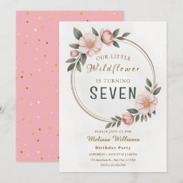 Wildflower Level 7 Birthday Inbjudningar