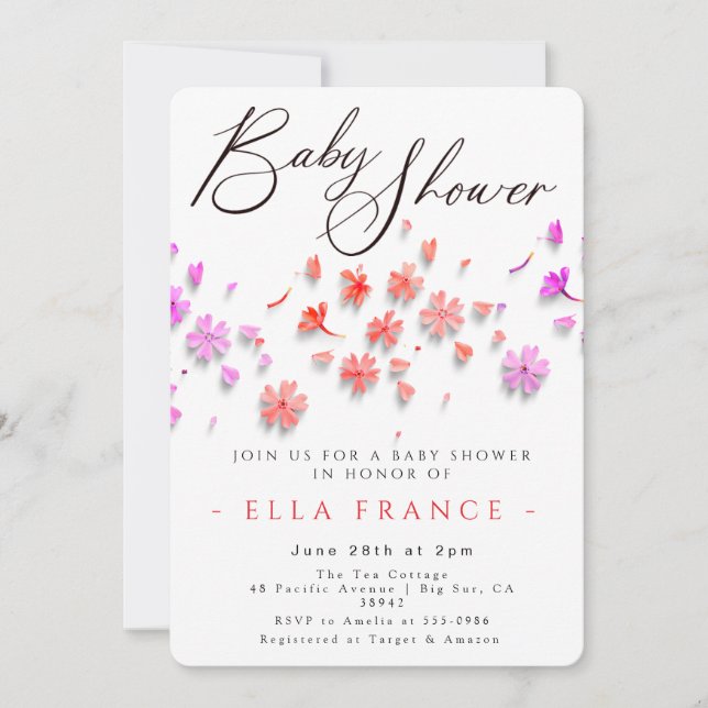 Wildflower Love Is in Bloom Baby Shower  Inbjudningar (Framsida)