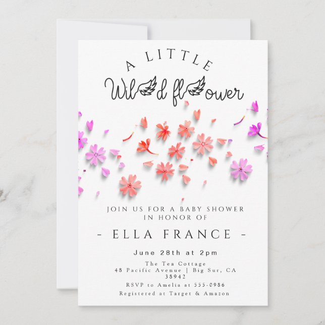 Wildflower Love Is in Bloom Baby Shower  Inbjudningar (Framsida)