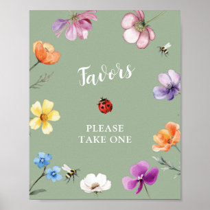 Wildflower Lovebug Baby Shower Favors Affisch