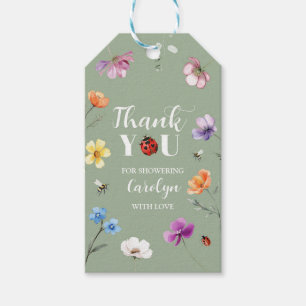 Wildflower Lovebug Baby Shower Present Tag Presentetikett