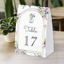 Wildflower Mason Jar Arch Wedding Table Number