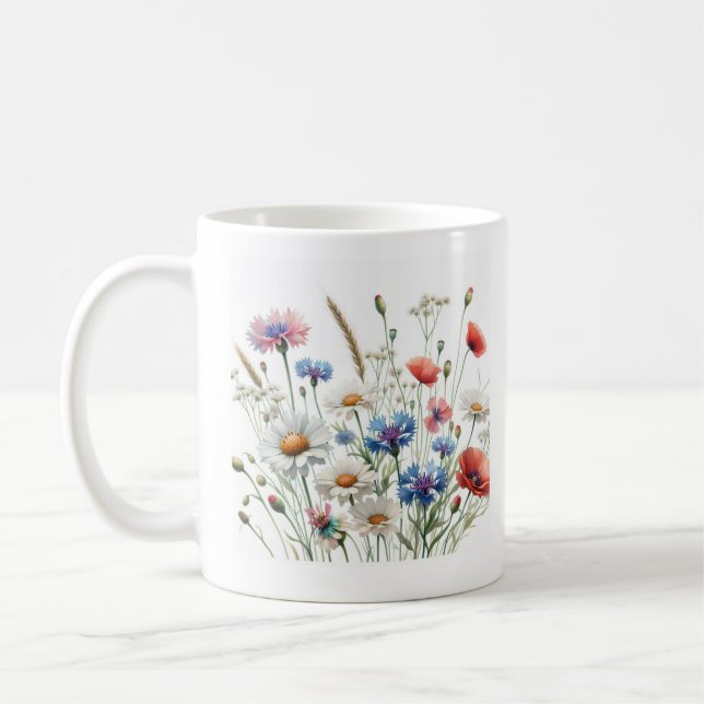 Wildflower Meadow Botanical Art IlustracióndeP Kaffemugg (Vänster)