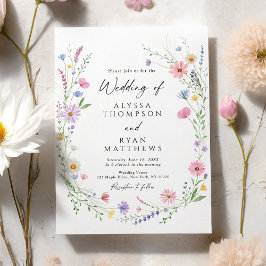 Wildflower Meadow Garden Wreath Wedding Inbjudningar