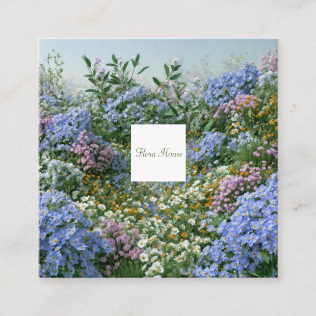 Wildflower Meadow Square Frame Bohemian Fyrkantigt Visitkort (Framsida)