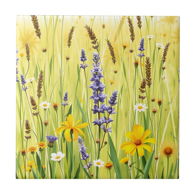 Wildflower Meadow Summer Pattern Kakelplatta (Framsidan)