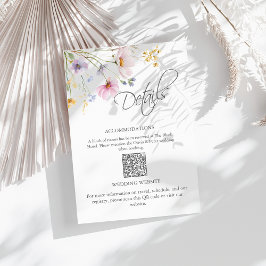 Wildflower Meadow Wedding Details QR Code Card Tilläggskort