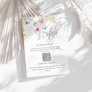 Wildflower Meadow Wedding Details QR Code Card Tilläggskort