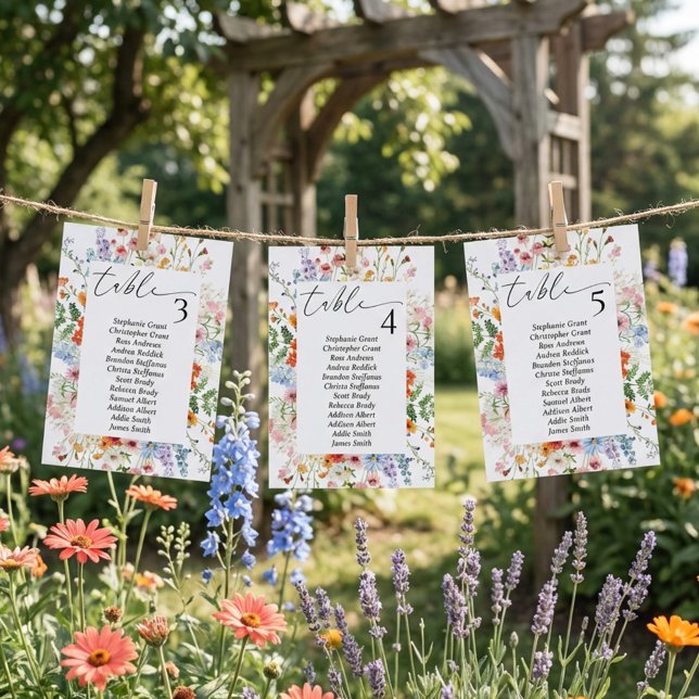 Wildflower Meadow Wedding Seating Chart Sign Cards Inbjudningar (Skapare uppladdad)
