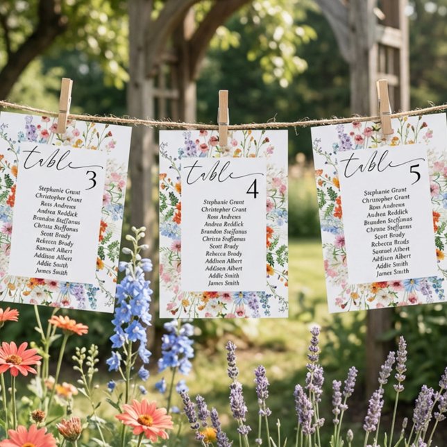 Wildflower Meadow Wedding Seating Chart Sign Cards Inbjudningar (Skapare uppladdad)