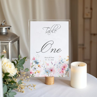 Wildflower Meadow Wedding Table Number Bordsnummer