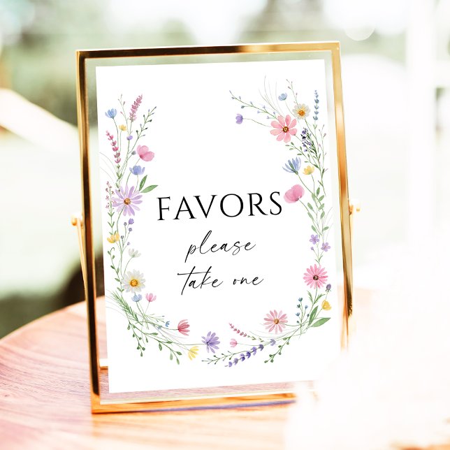 Wildflower Meadow Wreath Wedding Favors Sign Poster (Skapare uppladdad)