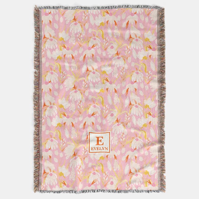 Wildflower Monogram Name Throw Blanket Filt (Skapare uppladdad)
