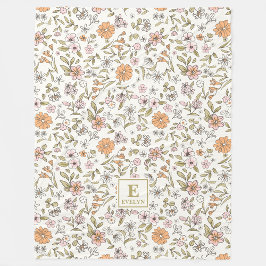 Wildflower Monogrammed Blanket Fleecefilt