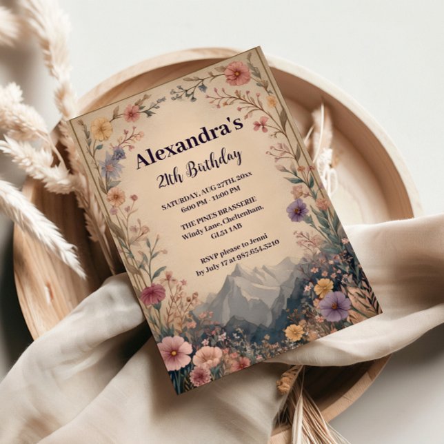 Wildflower Mountain Birthday Inbjudningar (Skapare uppladdad)