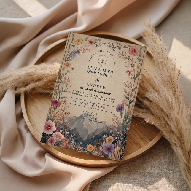 Wildflower Mountain Botanical Wedding Inbjudningar (Skapare uppladdad)
