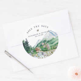 Wildflower Mountain | Bröllop Spara Datum Runt Klistermärke