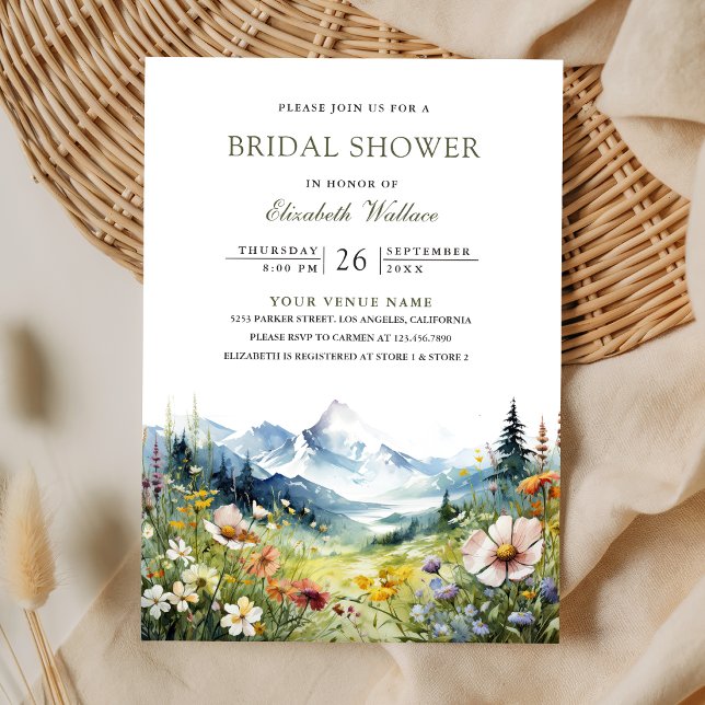 Wildflower Mountain Meadow QR Code Bridal Shower Inbjudningar (Skapare uppladdad)