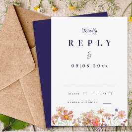 Wildflower Navy Bränt Orange Höst Bröllop Svar