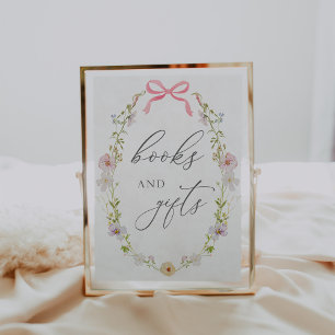 Wildflower och Rosa Band Böcker och Gåvor Skylt