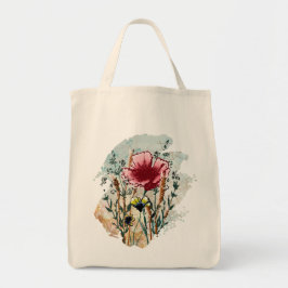 Wildflower Paint Splatter Tote Bag Tygkasse