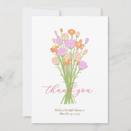 Wildflower Pastel Bridal Shower Custom Thank You  Tack Kort
