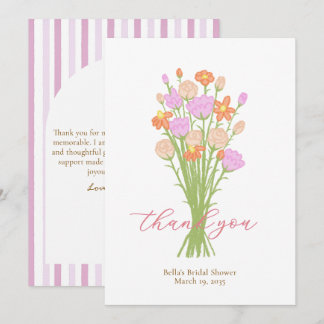 Wildflower Pastel Bridal Shower Custom Thank You  Tack Kort