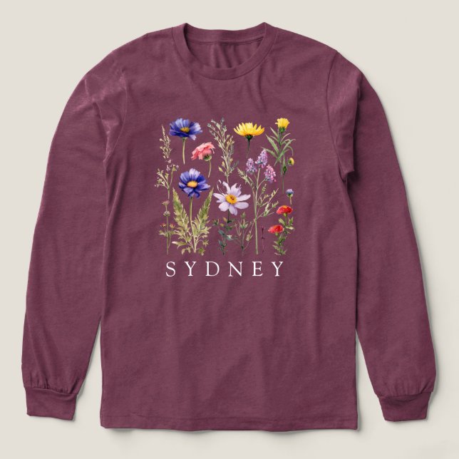  Wildflower Personalized Name T Shirt (Design framsida)