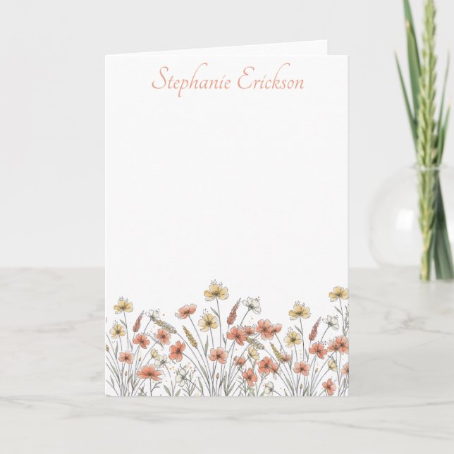 Wildflower Personalized Stationery Anteckningskort (Framsida)