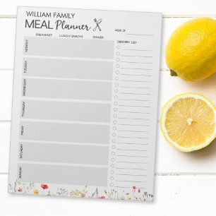 Wildflower Personlig Måltidsplanerare Matvarulista Anteckningsblock